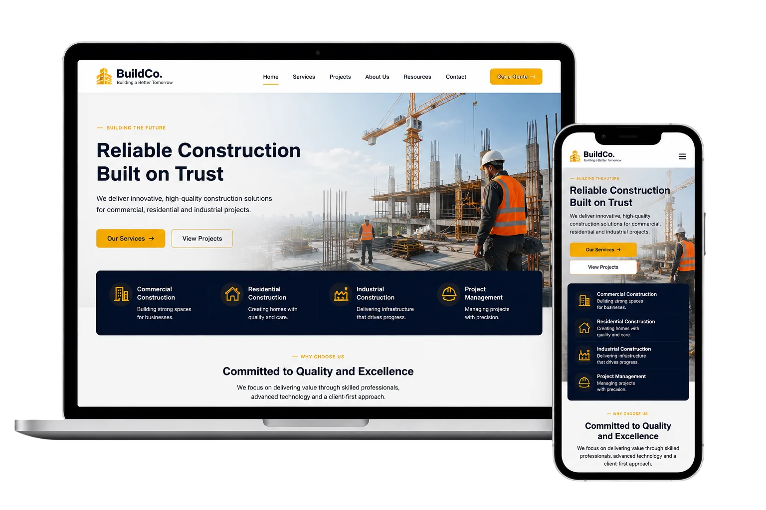Construction Platform web design and development project