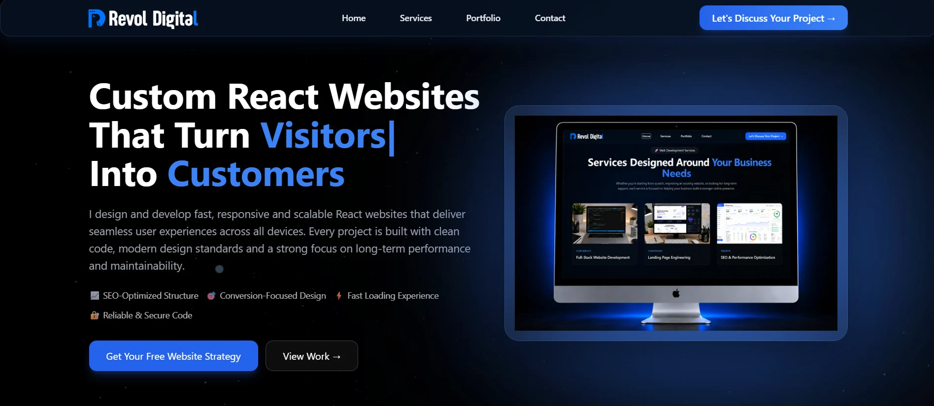 Personal Portfolio website development project by Revol Digital